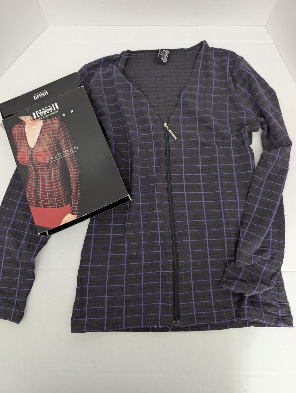 Vintage Wolford Epsilon Purple Lace Zip Up Shirt New in Box Size Small SRP 280